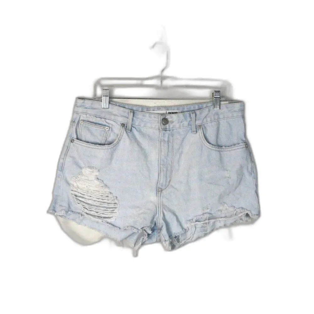Lovers and Friends Womens Jack High Rise Distressed Light Wash Jean Shorts Sz 31